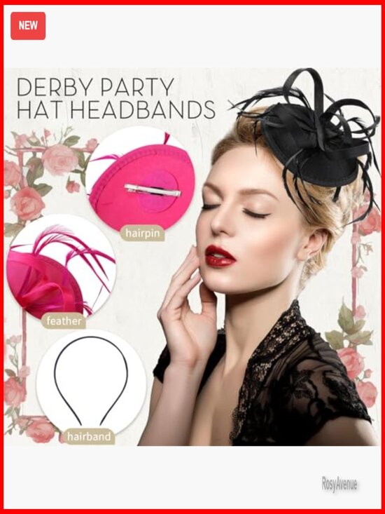 6-Piece Fascinator Set for Derby Tea Party Wedding Bridal Cocktail main image 5